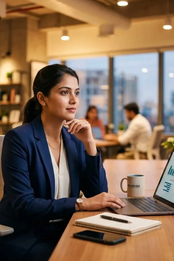 Individual candidate working on laptop